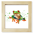 thumbnail image 1 of Polypedatid Green Frogs Art Deco Fashion Square Picture Frame Wall Tabletop Display, 1 of 3