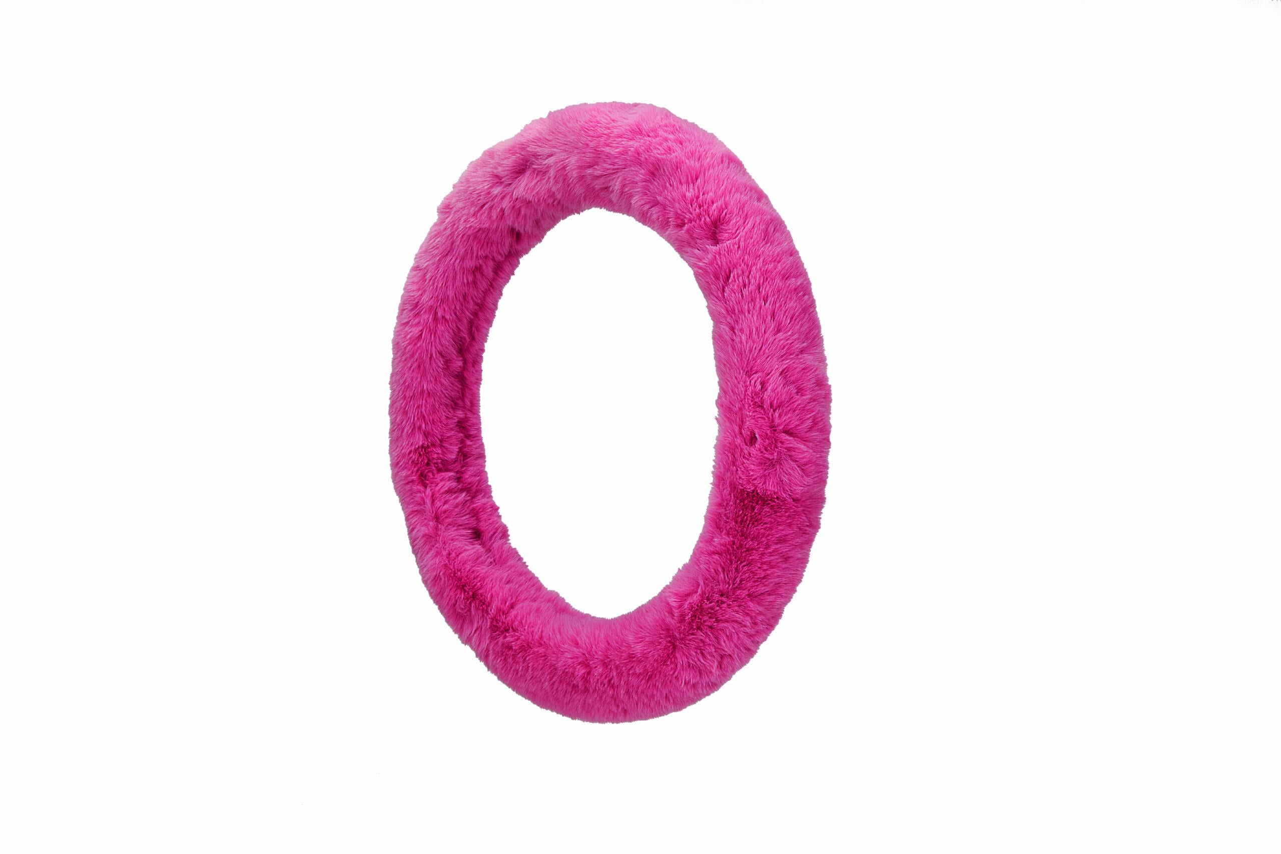 Emerald Universal 14.6"-15.4" Plush Steering Wheel Cover, Soft Faux Fur - Purple