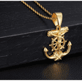 thumbnail image 6 of Mens Vintage 14K Yellow Gold Necklace Navy Pirate Anchor Pendant Ship Rudder Punk Jewelry Gift, 6 of 8