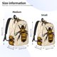 thumbnail image 2 of Disketp Honey Bee print Canvas Backpack Lightweight Travel Daypack Student Rucksack Laptop Backpack-Medium, 2 of 5