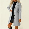 thumbnail image 7 of Pea Coats For Women Thicken Lapel Collar Single Breasted Trench Coat Fashion A-Line Fall Winter Jackets Light Gray M, 7 of 7