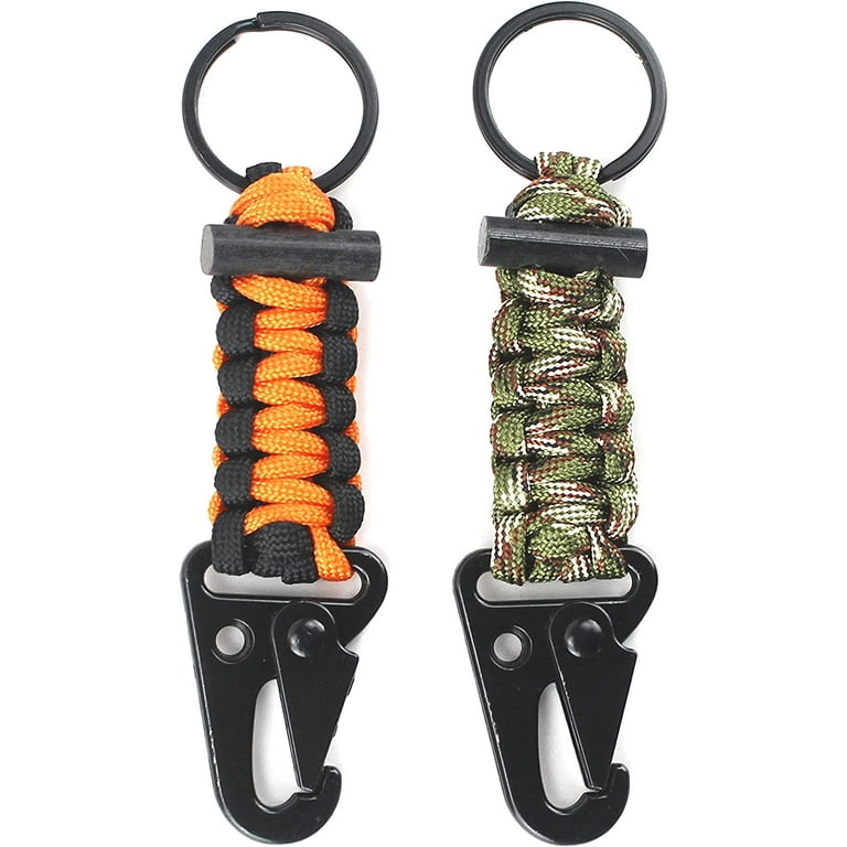 Paracord Keychain Carabiner 2PCS Pack Survival with Fire Starter