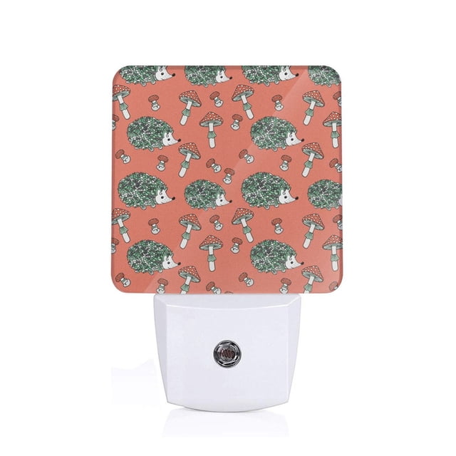 Fotbe Hedgehog Mushroom Luz Nocturna LED, Luz de Noche con Sensor de Luz Natural de Anochecer a Amanecer, Se Enchufa a la Pared, Blanco Cálido 0.5W-EU