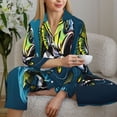 thumbnail image 6 of Yiaed Largemouth Bass Fish Print Pajamas Women's Long Sleeve Sleepwear Soft Button Down Loungewear Pjs Lounge Set Nightwear Womens Pajama Pants-Medium, 6 of 7