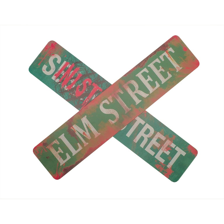 Elm & Sinister Metal Bloody Street Sign 2pc Scary Halloween Haunted House Prop Elm & Sinister Metal Bloody Street Sign 2pc Scary Halloween Haunted House Prop