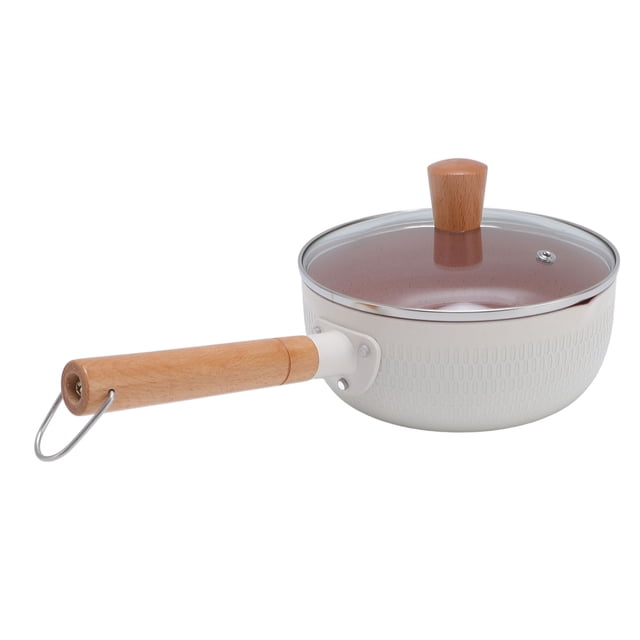Nonstick Small Cooking Pot, Multipurpose Handy Sauce Pot with Soft Touch Wooden Handle for Home Kitchen or Restaurant