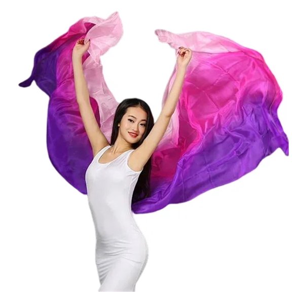 Belly Dance Silk Veils 200cm 250cm 270cm Hand Thrown Scarf Shawl Yellow Orange Pink Purple Gradient Accessory Adults