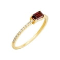 thumbnail image 2 of Women's Welry Emerald-Cut Natural Garnet Ring with 1/10 cttw Diamonds in 14kt Yellow Gold, 2 of 5