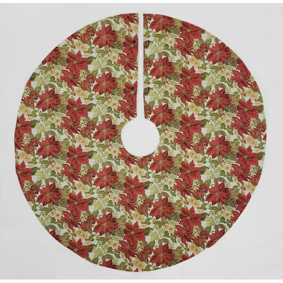 Christmas Tree Skirt by Penny's Needful Things (Christmas Poinsettia) (Round)