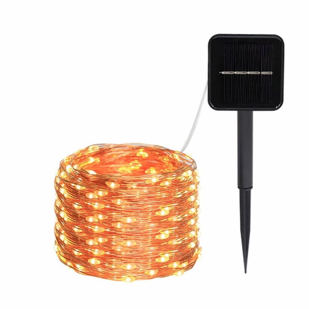 Guirnalda de luces solares para exteriores, 24 m, 220 LED en total, con energía solar y 8 modos, impermeable, decorativa para patio, cerca, jardín, terraza y hogar (blanco cálido)