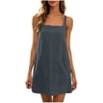 thumbnail image 4 of Kukoosong Women's Wide Strap Square Neck Tank Mini Dress, Solid Color Loose Sleeveless A-Line Dress with Pocket, Casual Short Summer Shift Sundress, 4 of 7