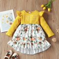 thumbnail image 1 of YEEDISON Baby Dress Children's Dress Autumn and Winter Girls Dress Cotton Letter Flower Print Long Sleeve Thanksgiving Girl Dress 18M-6Y, 1 of 4