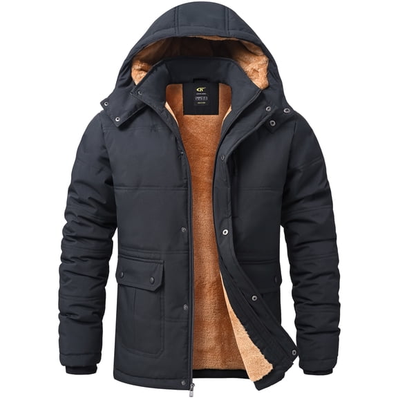Weilanxin Men's Winter Jacket with Hood Fleece Lined Water Repellent Windproof Thicken Parka Winter Coat for Skiing Hiking Work