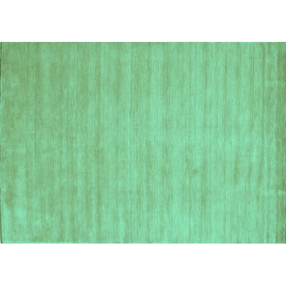 Ahgly Company Machine Washable Indoor Rectangle Solid Turquoise Blue Modern Area Rugs, 6' x 9'