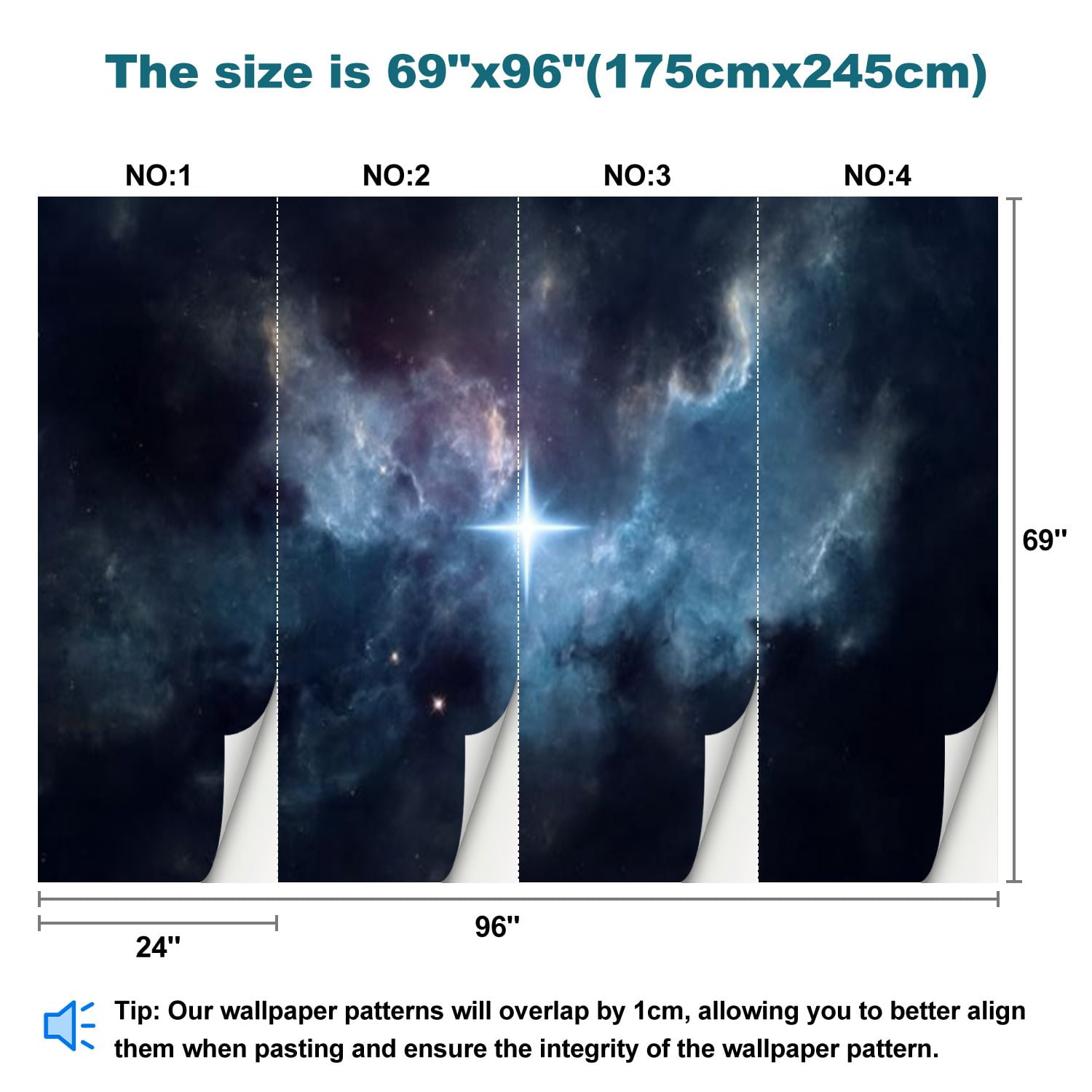 Peel and Stick Wallpaper Guiding Star Modern Art Wall Mural Decor Self Adhesive and Removable 69in x 98in