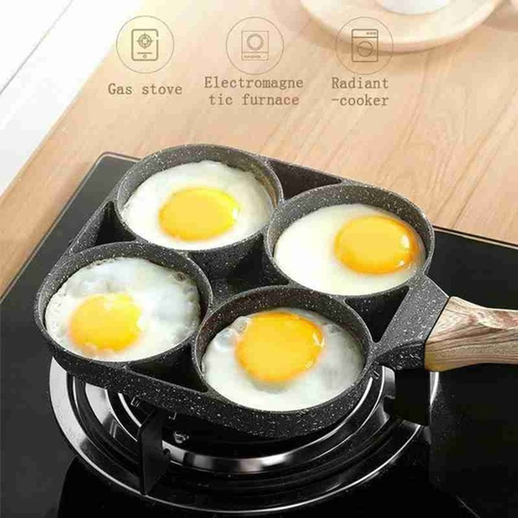 Details about   New Four-hole Omelet Pan Eggs Ham Pancake Frying Non-stick No Oil-smoke Cooking 