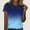 Blue, variant on Women Short Sleeve Casual T Shirts, Spring and Summer Tops, Ladies Solid Color Crew Neck Comfortable Gradient Printed Top Mint Green, L