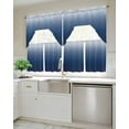 thumbnail image 4 of Navy Blue Ombre Kitchen Curtain and Valance Set 3 Pieces,Rod Pocket Short Tier Curtains 24 Inch Length,Modern Abstract Art Gradient Aesthetics Swag Topper Small Window Treatment for Cafe Bathroom, 4 of 6