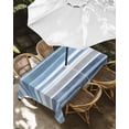 thumbnail image 3 of Outdoor Tablecloth with Umbrella Hole, Blue Nordic Style Stripes Spillproof Waterproof Outdoor Table Cover, Blue Gray Texture Patio Tablecloths for Party Picnic Camping, Rectangle 54"x80", 3 of 9