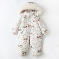 thumbnail image 2 of SGFCWSX Kids Snowsuit with Furry Hood Camouflage Print Waterproof Windproof Winter Snow Overalls White Size 2-3 Years, 2 of 9