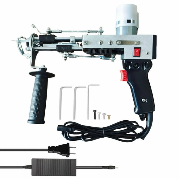 High-Efficiency 2-in-1 Loop & Cut Pile Electric Tufting Machine with 5-45 Stitches/sec Speed, 4-14mm & 7-19mm Adjustable Pile Heights, 100-240V Wide Voltage, US Plug - Ideal for Wool, Acrylic, Silk