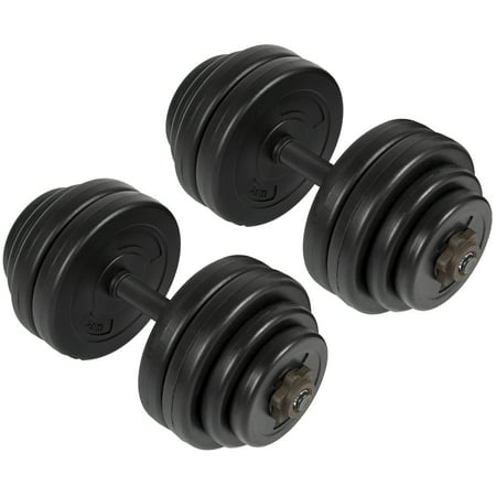 Best Choice Products 64lb Set of 2 Adjustable Weight Fitness Exercise Dumbbells for Bicep, Tricep, Body Workout w/ Barbell Plates, Screw Collars -