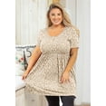thumbnail image 3 of SHOWMALL Plus Size Tunic for Women Short Sleeves Cream Leopard 3X Tops Scoop Neck Clothes Summer Flowy Maternity Clothing Shirt, 3 of 8