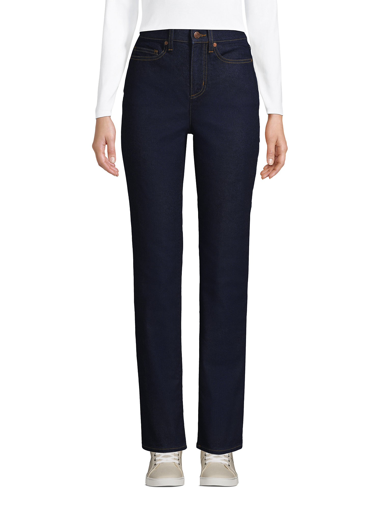 Lands' End Women's Recover High Rise Straight Leg Flannel Lined Jeans