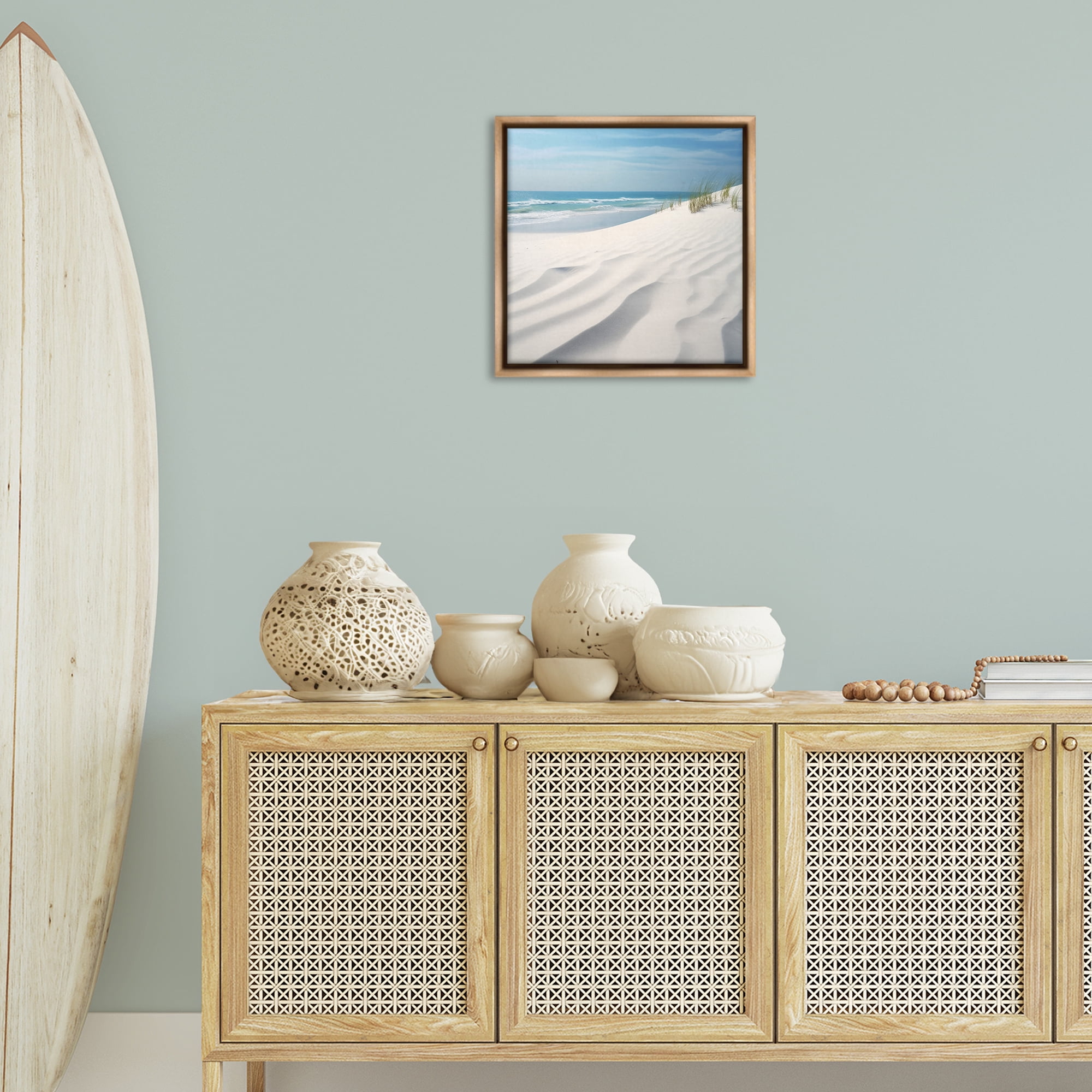 Stupell Industries Seabreeze Windy Dunes Landscape Photography Brown Floater Framed Canvas Art Print Wall Art, 18 x 18