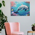 thumbnail image 3 of Pratyus Dolphin Fish Coral Reef Canvas Wall Art Print for Home Decor - Ready To Hang Room Art Decor 16x12in, 3 of 6