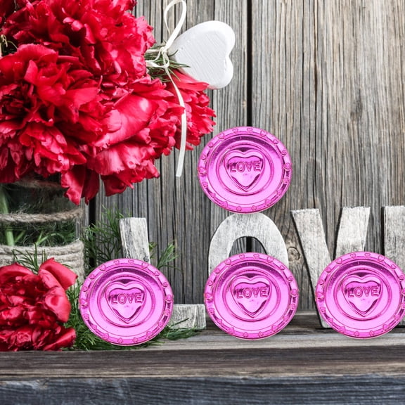 ETHZZLE 100Pcs Valentines Day Red Plastic Love Coins for Party Decoration and