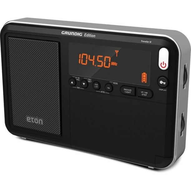 Radio portable fm am ondes courtes avec bouton de réglage cylindrique noir  - Conforama