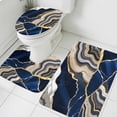 thumbnail image 3 of Blue Marble Bath Mat 3 Piece Bathroom Rug Set, Grey Gold Texture Vintage Farmhouse Art Non Slip Bath Rug Contour Mat and Toilet Lid Cover, Absorbent Shower Mats Soft Bath Rugs and Mats Sets, 3 of 8