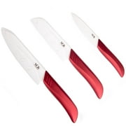 Vos Ceramic Knife Chefs, Santoku and Paring Knives Plus Covers, 6 Piece set