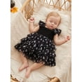 thumbnail image 4 of BemeyourBBs Toddler Baby Girl Halloween Dress Outfit Kids Girl Fall Smocked Dress Flying Sleeve Ghost Bat Maple Leaves Printed Tutu Tulle Dress Little Girls Summer Fall Cake Smash Party Dress, 4 of 9