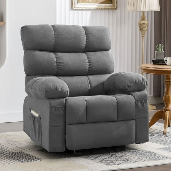 JONPONY Rocker Recliner Chair, Ergonomic Lounge Chair for Living Room,Small Spaces with Rocking Function,Side Pocket,Gray