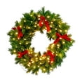 thumbnail image 2 of Adornos navideños de plástico con lazo para colgar, coronas de invierno para puerta de entrada, corona navideña grande, corona verde artificial para puerta de entrada, ventana, paredes, decoración nav, 2 of 6