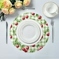 thumbnail image 5 of Round Placemats Set of 6 Heat Resistant Washable Kitchen Table Decorations 15.4in Pale Green Cherry Painting, 5 of 7