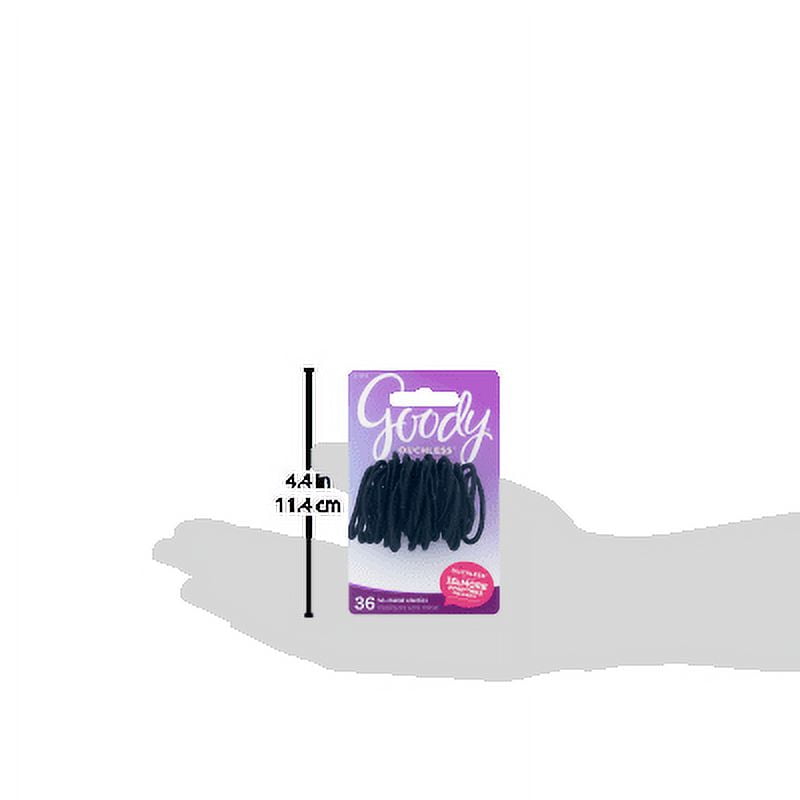 Goody Ouchless Black Hair Elastics, 2mm, 36 Count, Damage-Free Hold