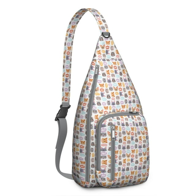 Paw Design Sling Backpack - Cute Cat Theme Shoulder Bag, Compact for Students & Fashionable Young People