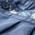thumbnail image 3 of DuoJiaJ High Waist Embroidered Loose Fit Straight Leg Mid Thigh Shorts Casual Bohemian Style Blend Women Shorts Blue M, 3 of 5