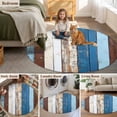 thumbnail image 6 of Vintage Wood Round Area&nbsp;Rug 8ft Country Farmhouse Brown Blue Wood Grain Non-Slip&nbsp;Washable Circle Rugs Soft Felt Indoor Floor Mat for Bedroom Kitchen Living Room Bathroom, 6 of 9