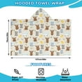 thumbnail image 2 of Beige Highland Cow Bathtub Flower Pattern Hooded Bath Towel，50"x30" for Ages 3 To 12 Kids, Quick Dry Lightweight Soft Microfiber Hood Beach Towel Cover Up for Kids, 2 of 7