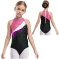 thumbnail image 2 of renvena Kids Girls Sleeveless Halter Sparkle Diamond Ballet Dance Gymnastic Leotard Unitard with Hair Band A Pink 10, 2 of 7