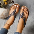 thumbnail image 4 of hoksml Women's T-Strap Flip Flops, Beaded Strappy Flat Sandals, 1.18in Heel Casual Beach Shoes, Multiple Colors, 4 of 9