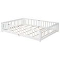 thumbnail image 4 of PAPROOS Queen Montessor Floor Bed, Solid Wood Toddler Bed with Safety Guardrail and Door, Easy Assembly, Low-to-Floor Bed Frame with Slats for Kids, White, 4 of 11