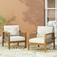 thumbnail image 3 of GDF Studio Sagewood Outdoor Acacia Wood Club Chairs with Cushions, Set of 2, Teak and Beige, 3 of 5