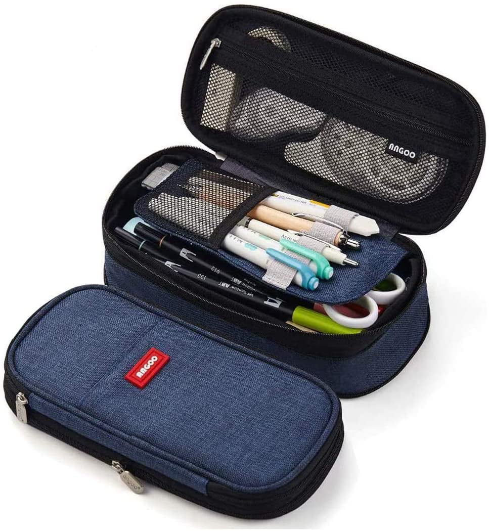Stylish Plaid Print Student Pencil Case Stationery Storage Zipper Makeup Bag D 