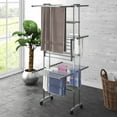 thumbnail image 1 of vidaXL 3-Tier Laundry Drying Rack with Wheels Silver 60x70x129 cm, 1 of 5