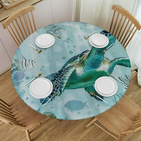 

Orinice Turtle Round Tablecloth Stain Resistant and Washable for Indoor Outdoor Kitchen Dining Wedding Parties - 100% Polyester Fiber 46-50